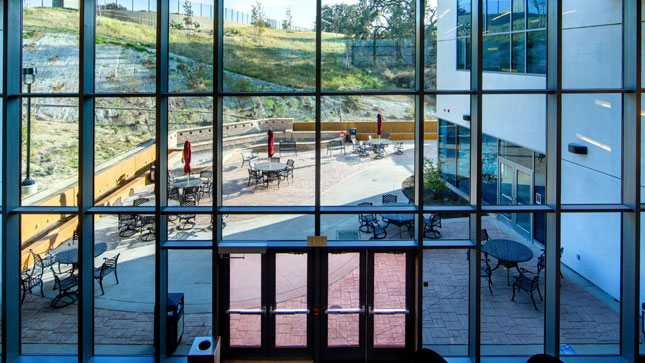 View from the second level out towards the rear patio.