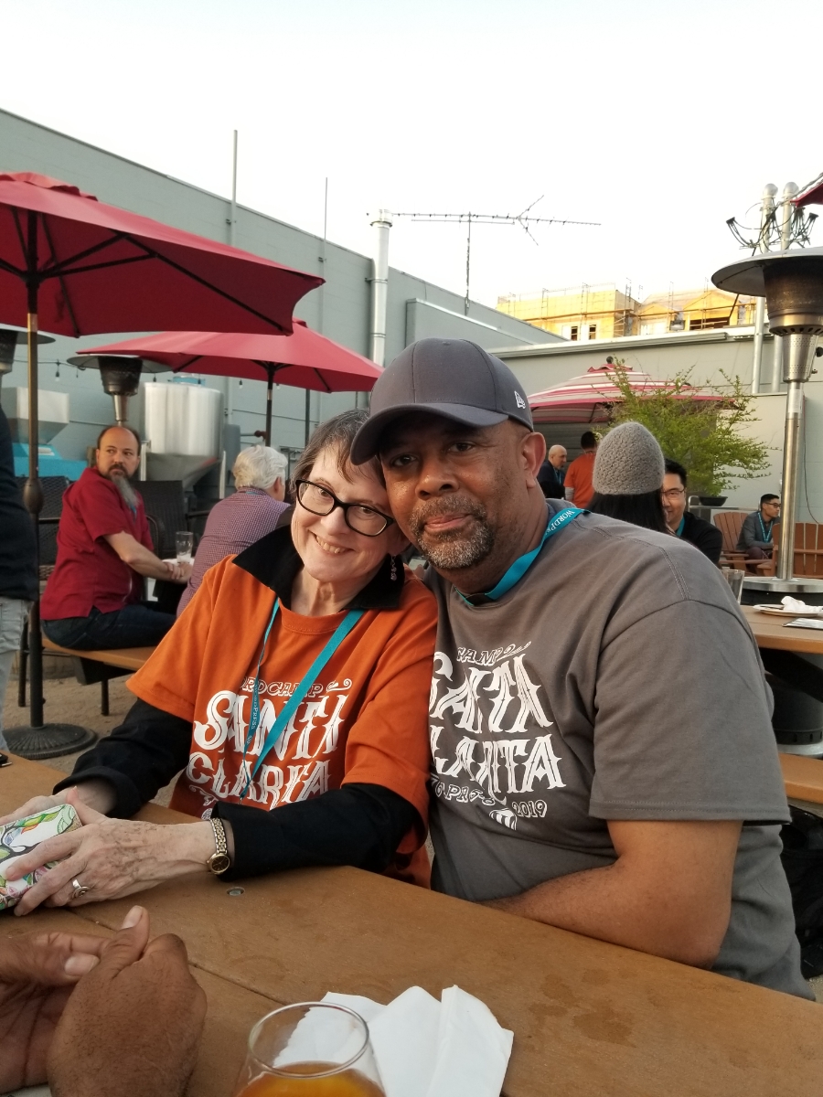Two volunteers at the After Party after WordCamp.